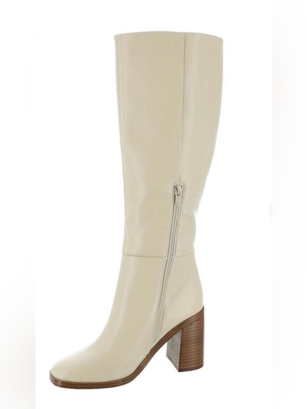 Beige 3 inch Block Heel Boots
